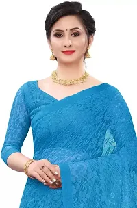 Elegant Blue Cotton Silk Saree with Blouse piece For Women-thumb3