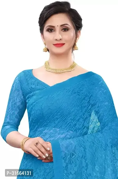 Elegant Blue Cotton Silk Saree with Blouse piece For Women-thumb4