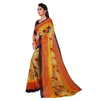 Stylish Georgette Multicoloured Printed Saree With Blouse Piece For Women-thumb1