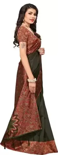 Elegant Black Cotton Silk Saree with Blouse piece For Women-thumb2