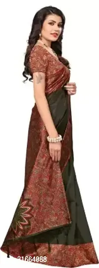 Elegant Black Cotton Silk Saree with Blouse piece For Women-thumb3