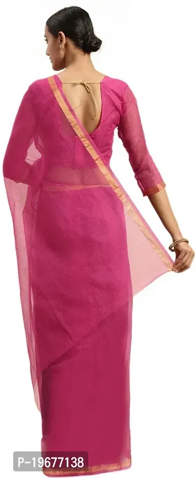 Women Stylish Art Silk Solid Saree with Blouse piece-thumb2