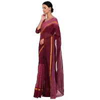 SAADHVI Women's Pink Cotton Silk Striped Work Saree(FL-IF-RustomWine-GO, Free Size) | Free Size-thumb3