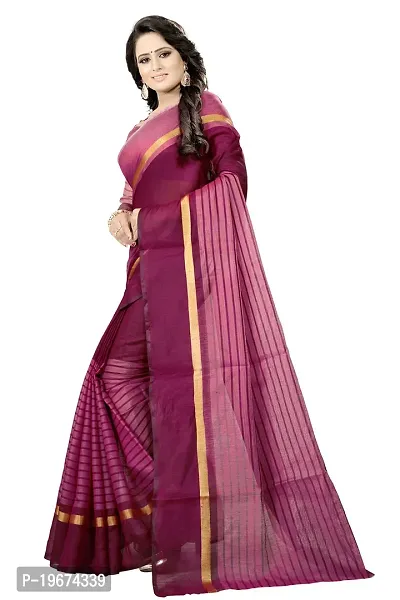 Women Stylish Cotton Silk Striped Saree with Blouse piece-thumb4