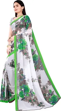 Women Stylish Georgette Printed Saree with Blouse piece-thumb1