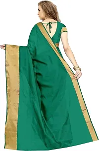 Stylish Cotton Silk Solid Saree with Blouse piece For Women-thumb1