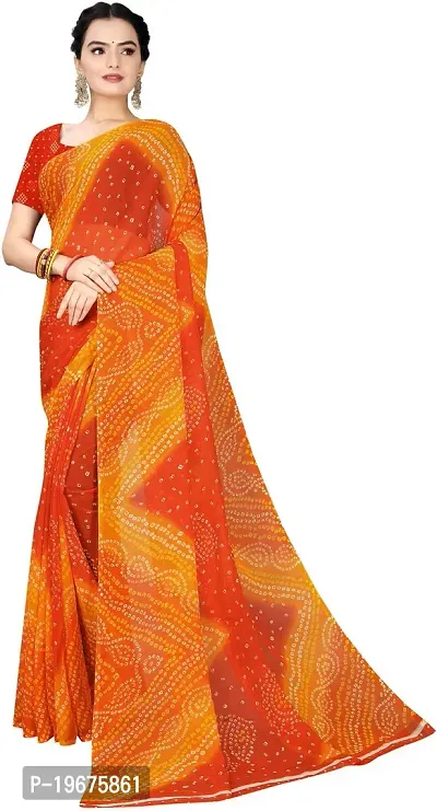 Women Stylish Georgette Printed Saree with Blouse piece-thumb0