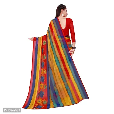 SAADHVI Women's Multi Georgette Colour Block Printed Saree With Unstithed Blouse(FL-Georgette34, Free Size) | Free Size-thumb4