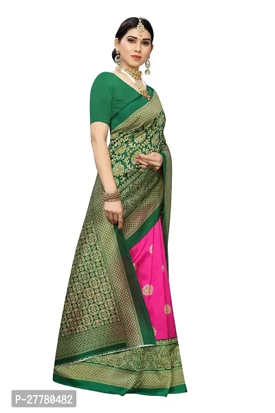 Stylish Art Silk Pink Printed Saree With Blouse Piece For Women-thumb3