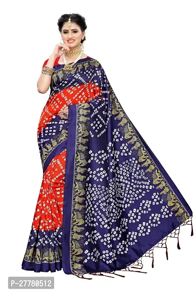 Stylish Art Silk Red Printed Saree With Blouse Piece For Women