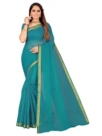 Stylish Cotton Blend Saree With Blouse Piece For Women Pack Of 2-thumb1