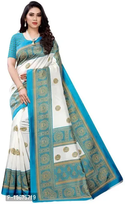 Women Stylish Art Silk Printed Saree with Blouse piece