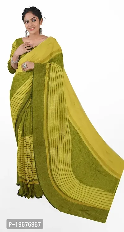 Women Stylish Cotton Silk Striped Saree with Blouse piece