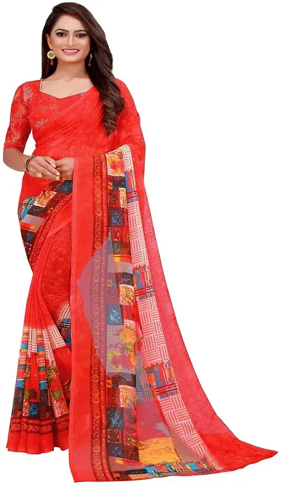 Beautiful Georgette Printed Sarees With Blouse