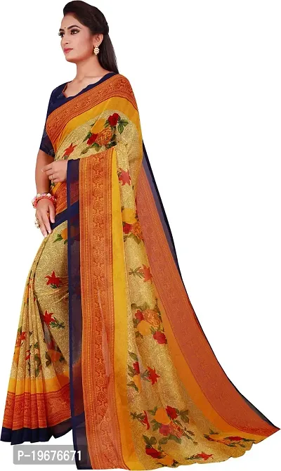 Women Stylish Art Silk Printed Saree with Blouse piece-thumb3