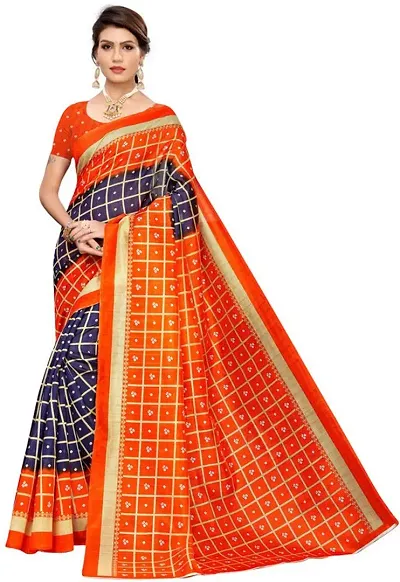 Elegant Art Silk Checked Women Saree with Blouse piece