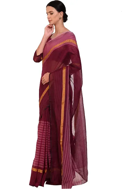 Fancy Silk Blend Saree With Blouse Piece For Women