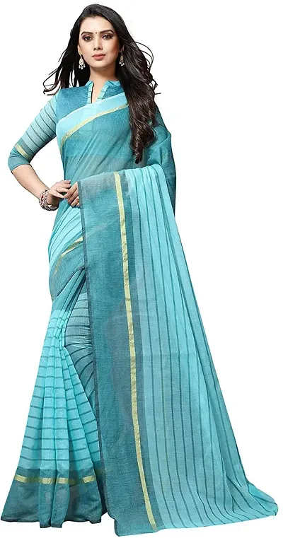 Glamorous Cotton Silk Saree with Blouse piece 