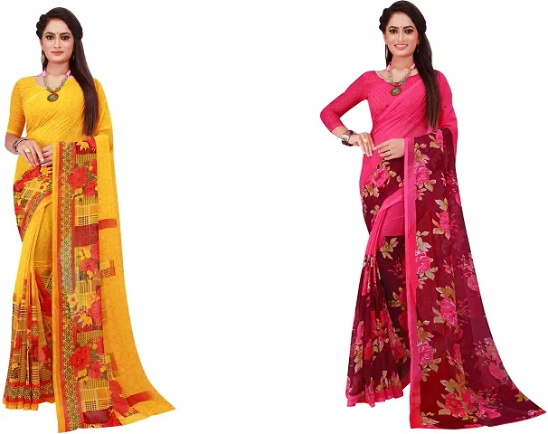 Beautiful Georgette Saree with Blouse piece Pack Of 2