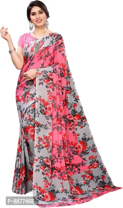 Stylish Fancy Georgette Bollywood Printed Saree With Blouse Piece For Women-thumb0