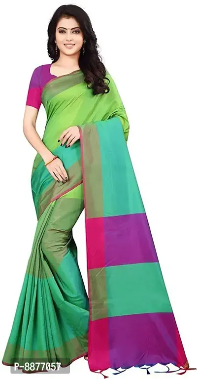 Stylish Fancy Silk Blend Assam Silk Solid Saree With Blouse Piece For Women-thumb0