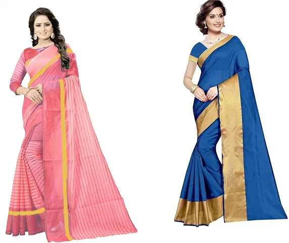 Hot Selling Cotton Silk Saree with Blouse piece 