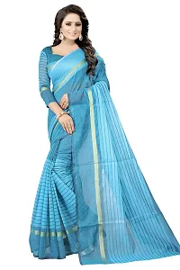 Stylish Fancy Cotton Silk Daily Wear Striped Saree With Blouse Piece For Women Pack Of 2-thumb1