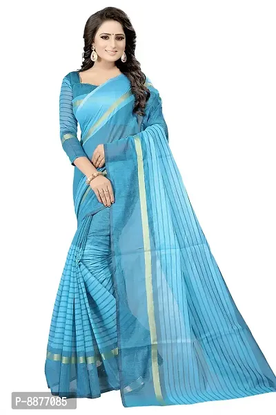 Stylish Fancy Cotton Silk Daily Wear Striped Saree With Blouse Piece For Women Pack Of 2-thumb2