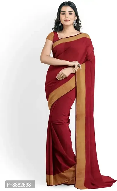 Stylish Fancy Cotton Silk Daily Wear Solid Saree With Blouse Piece For Women