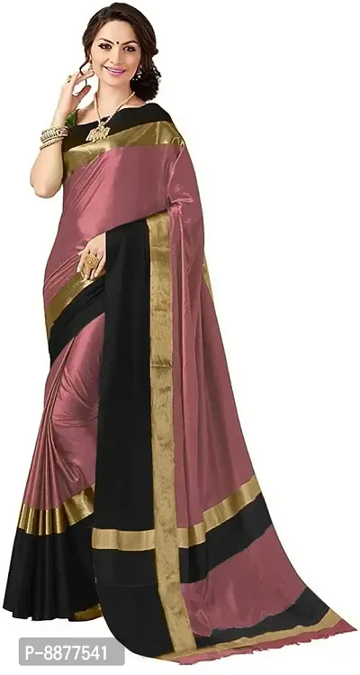 Stylish Fancy Cotton Silk Daily Wear Solid Saree With Blouse Piece For Women-thumb0