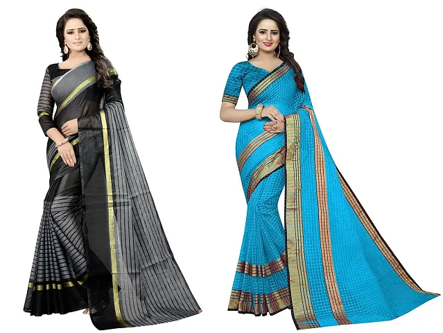 Women Stylish Silk Striped Saree with Blouse piece