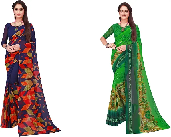 Beautiful Georgette Saree With Blouse Piece Pack Of 2