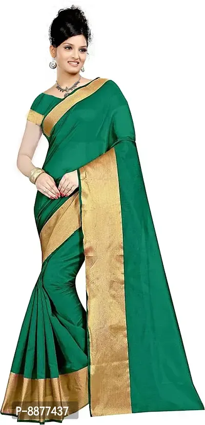 Stylish Fancy Cotton Blend Daily Wear Solid Saree With Blouse Piece For Women