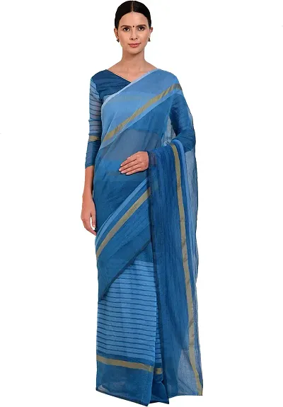 Women Stylish Silk Blend Solid Saree with Blouse piece