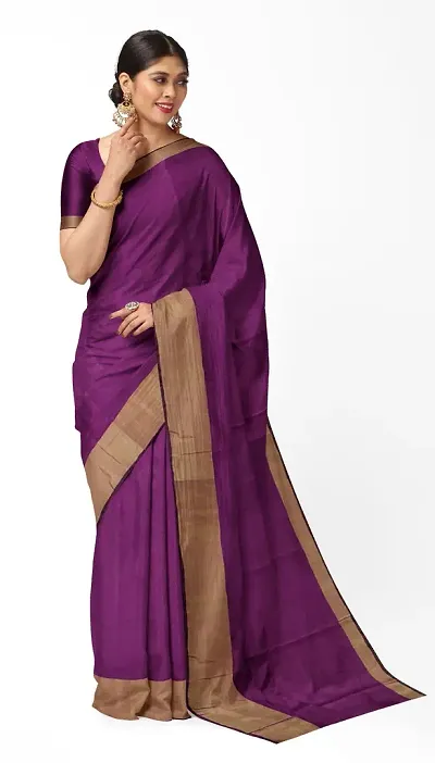 Stylish Fancy Silk Blend Assam Silk Self Pattern Saree With Blouse Piece For Women