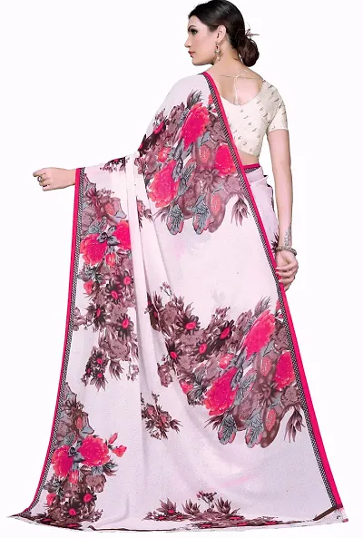 Stylish Georgette Printed Saree With Blouse Piece