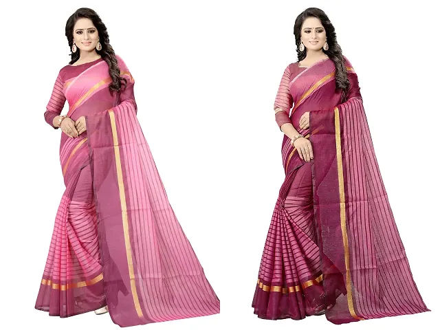 Pack Of Two Cotton Saree With Blouse Piece