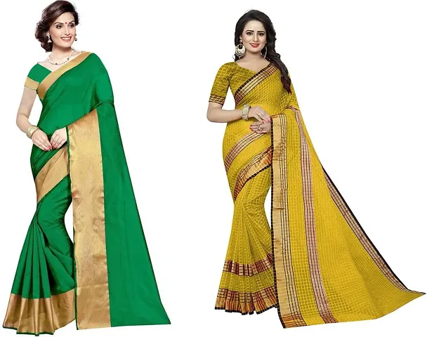 Trending Cotton Silk Saree with Blouse piece 