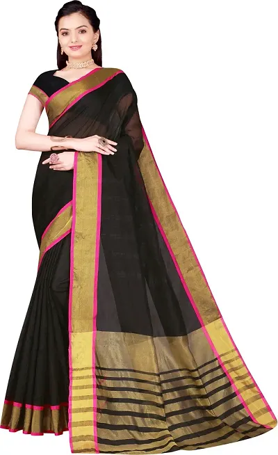 Trending Cotton Silk Saree with Blouse piece 