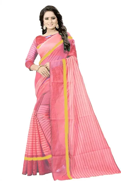 New In Cotton Silk Saree with Blouse piece 