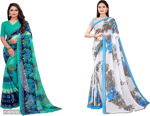 Stylish Fancy Georgette Daily Wear Printed Saree With Blouse Piece For Women Pack Of 2