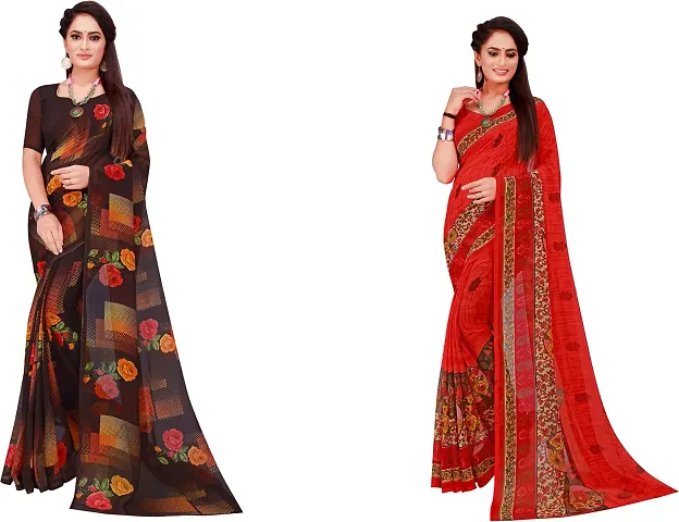 Beautiful Georgette Saree with Blouse piece Pack Of 2