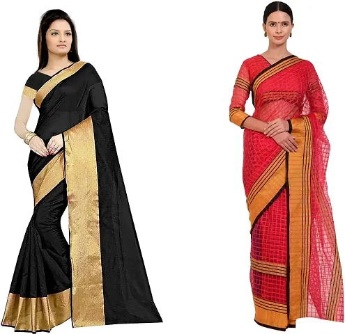 Trending Cotton Silk Saree with Blouse piece 