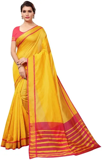 New In Cotton Silk Saree with Blouse piece 