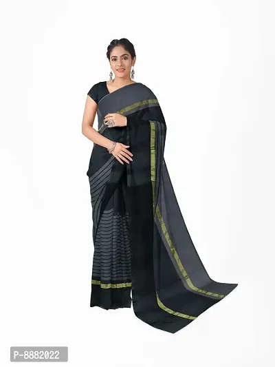 Stylish Fancy Cotton Silk Daily Wear Striped Saree With Blouse Piece For Women