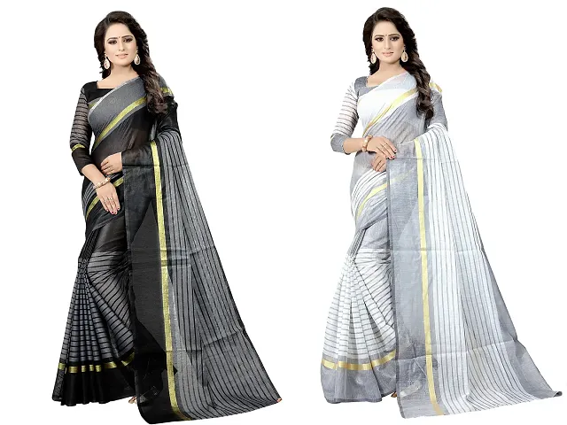 Stylish Polycotton Saree For Women Pack Of 2