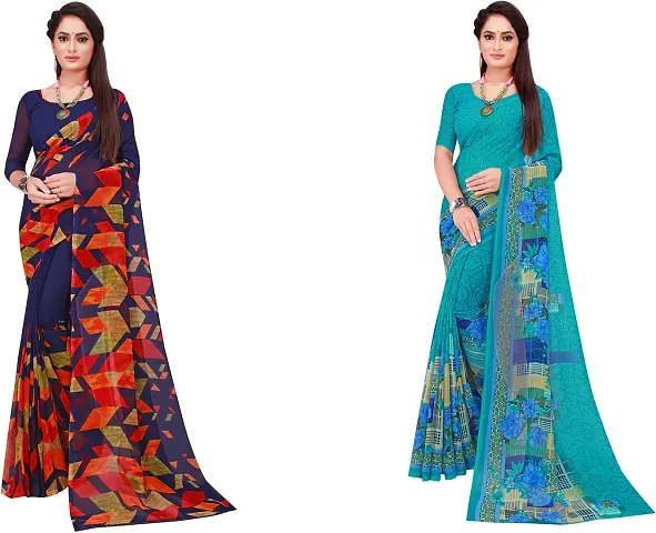 Beautiful Georgette Saree With Blouse Piece Pack Of 2