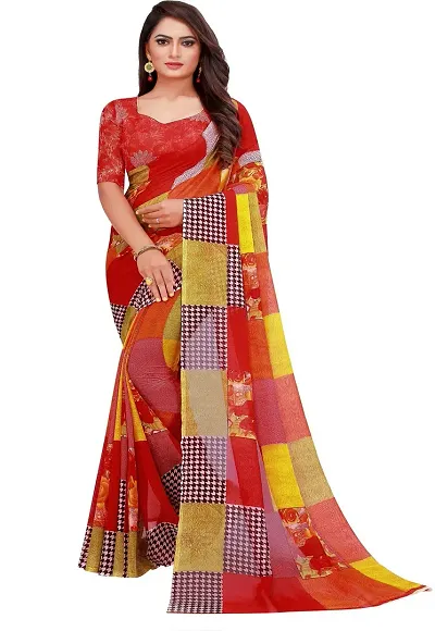 Stylish Georgette Saree With Blouse Piece For Women