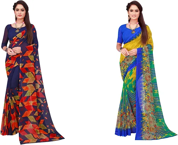 Beautiful Georgette Saree With Blouse Piece Pack Of 2