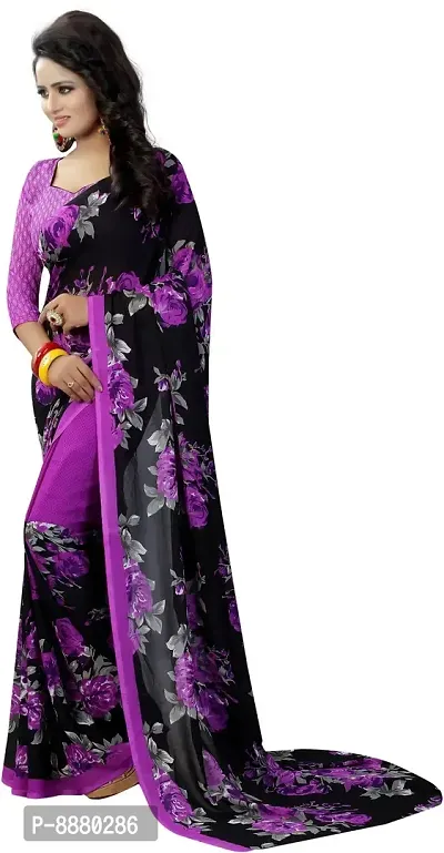 Stylish Fancy Georgette Daily Wear Printed Saree With Blouse Piece For Women-thumb3